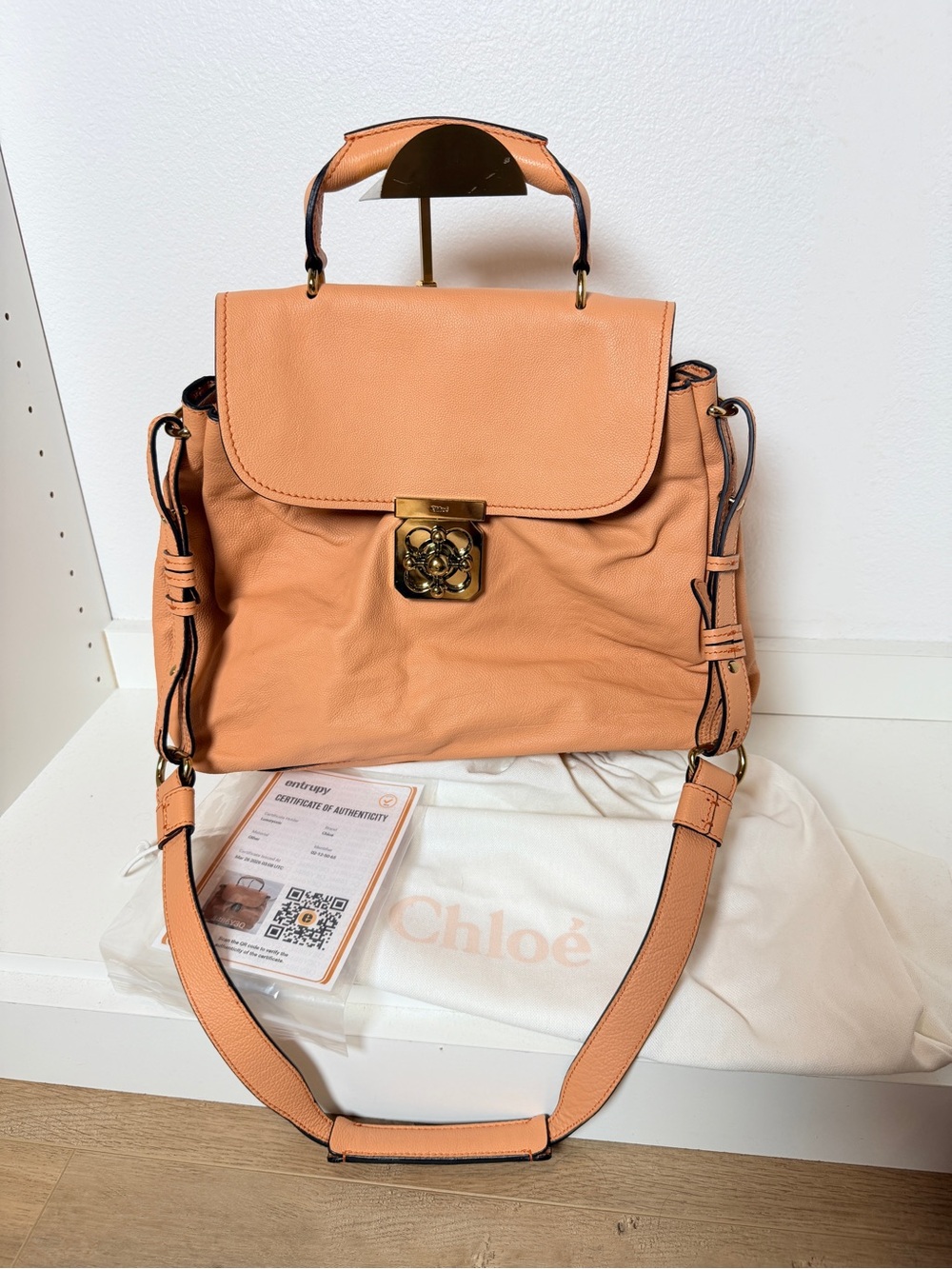 *LIKE NEW* Authentic Chloe Elsie 2way Peach Leather Top-Handle Shoulder Bagu